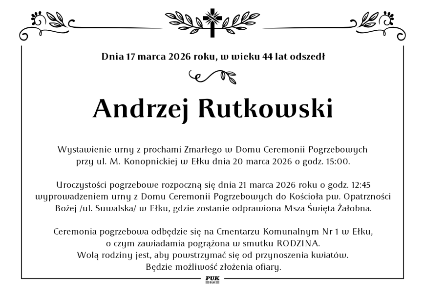Andrzej Rutkowski - nekrolog